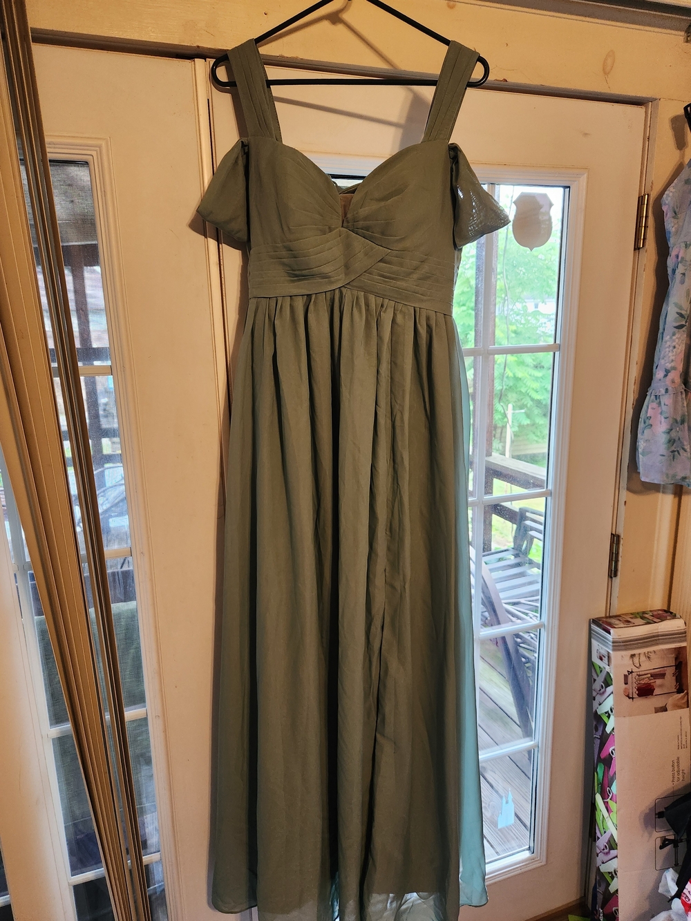 Sage Green Off-Shoulder Maxi Dress